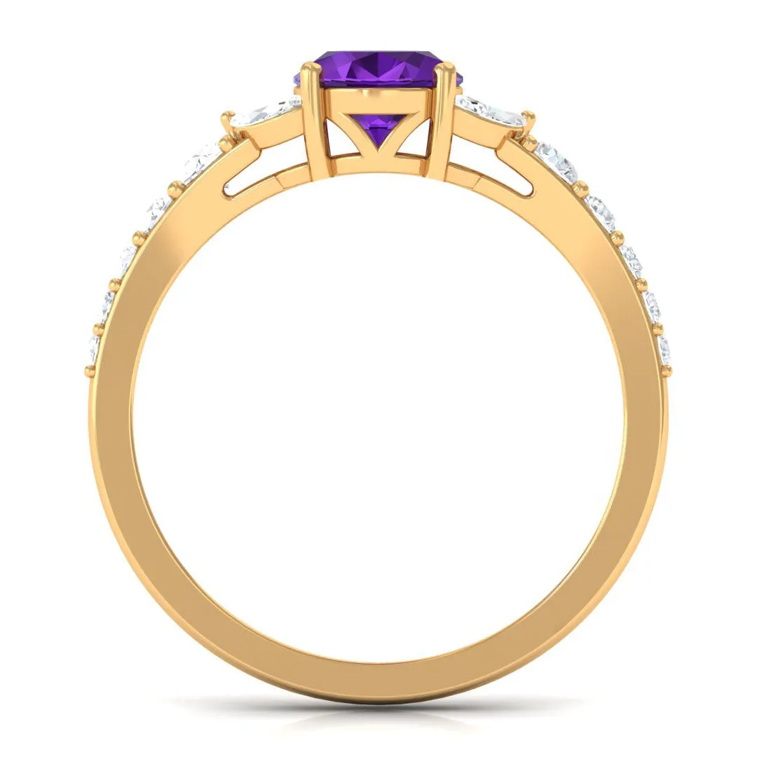 Statement Amethyst Engagement Ring with Moissanite