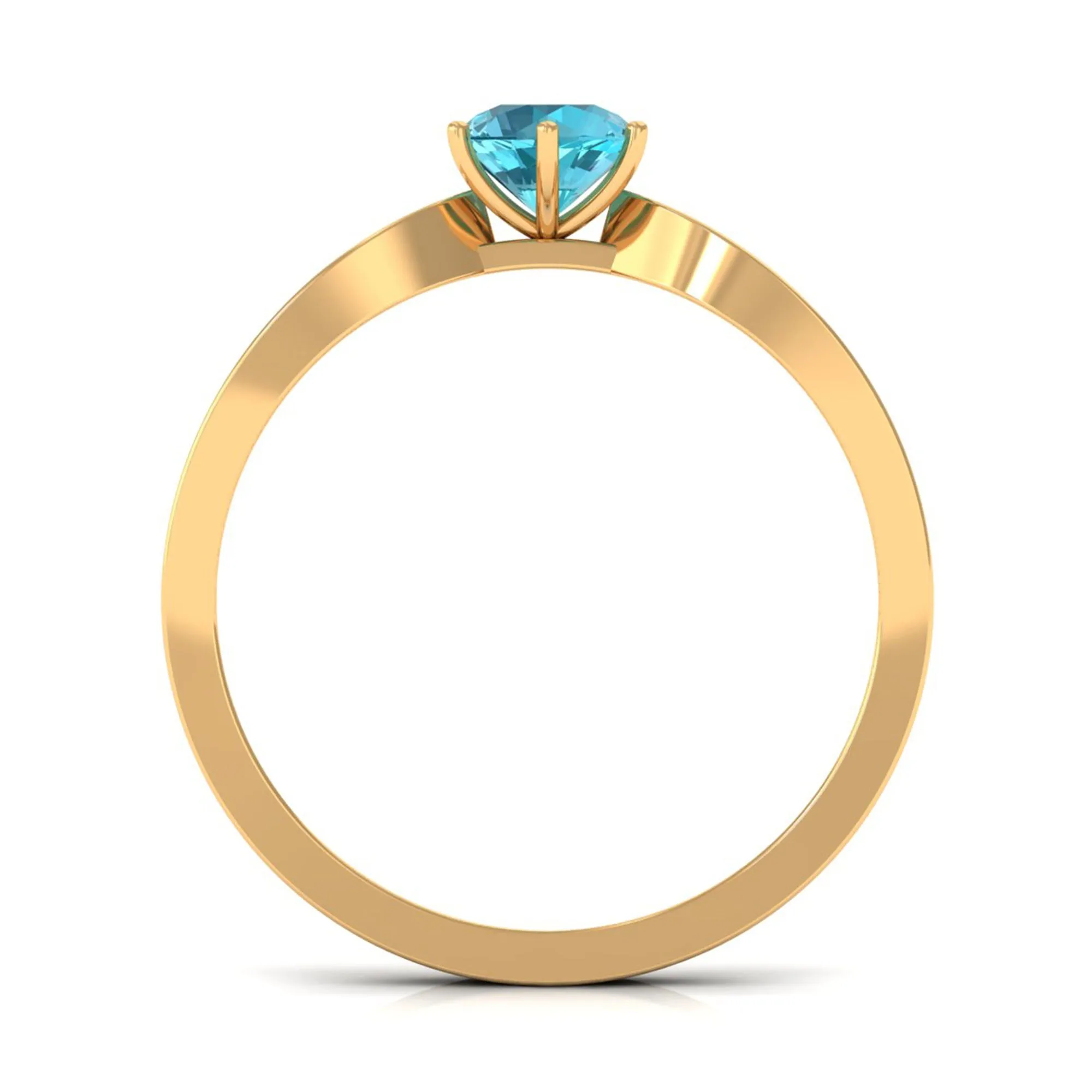 Swiss Blue Topaz Engagement Ring with Diamond Side Stones