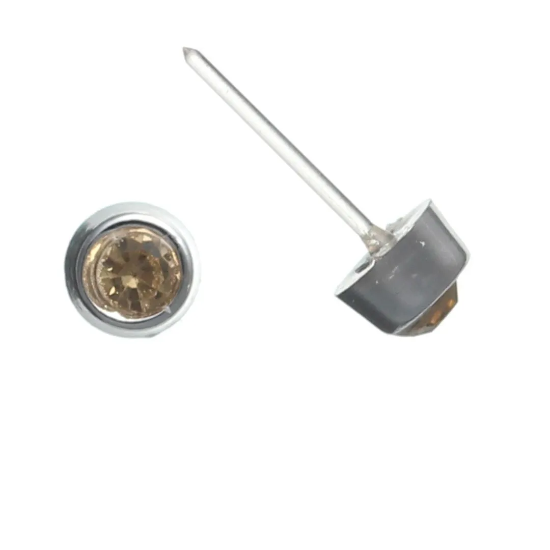 Tiny Silver-Plated Rhinestones Studs Hypoallergenic Earrings for Sensitive Ears Made with Plastic Posts