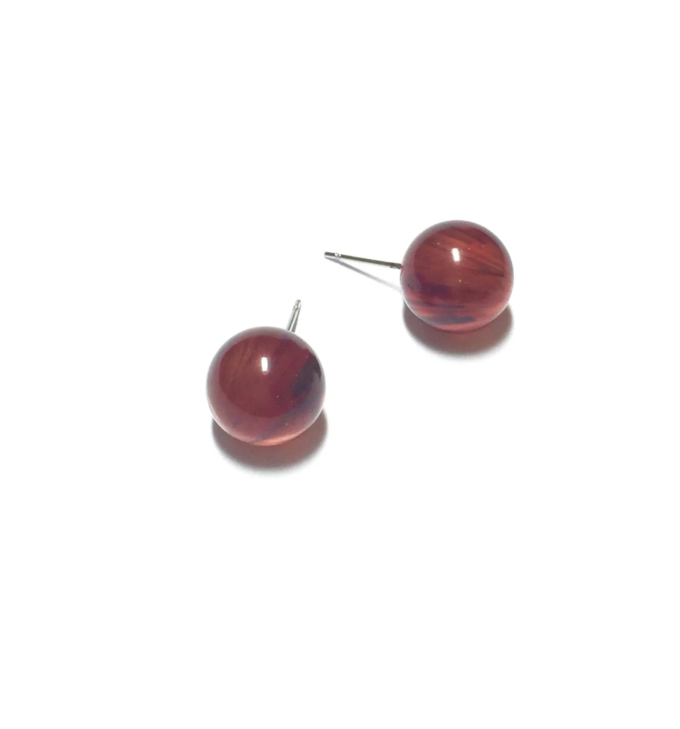 Tortoise Striped Ball Post Stud Earrings