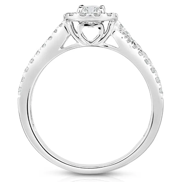 Twisted Band Halo Engagement Ring