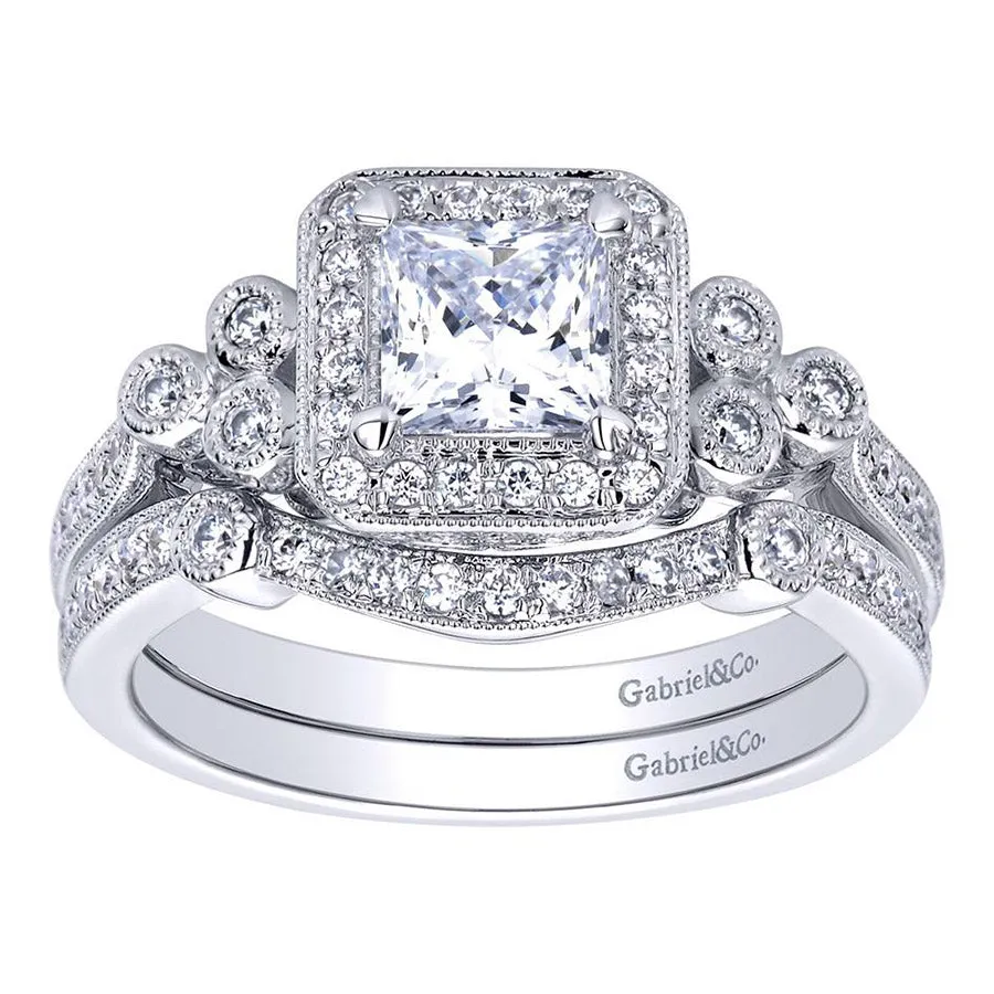 Vintage Inspired Princess Cut Diamond Engagement Ring