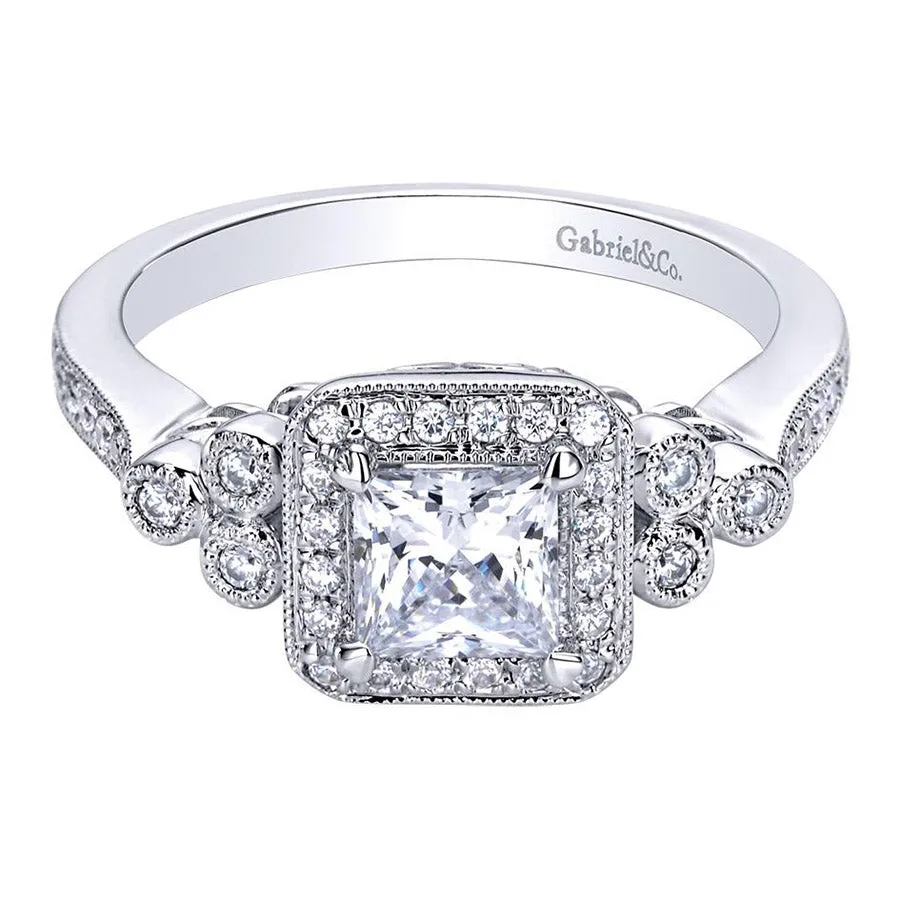 Vintage Inspired Princess Cut Diamond Engagement Ring