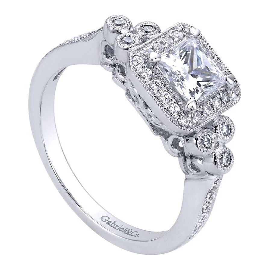 Vintage Inspired Princess Cut Diamond Engagement Ring