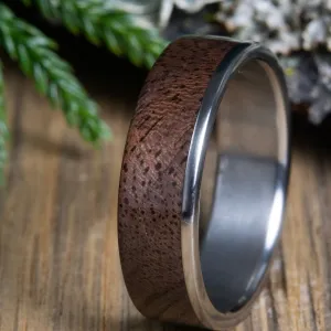 Walnut inlay wooden ring with titanium