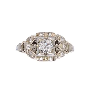 WG Art Deco Old European Diamond Ring at Regard Jewelry in Austin, Texas