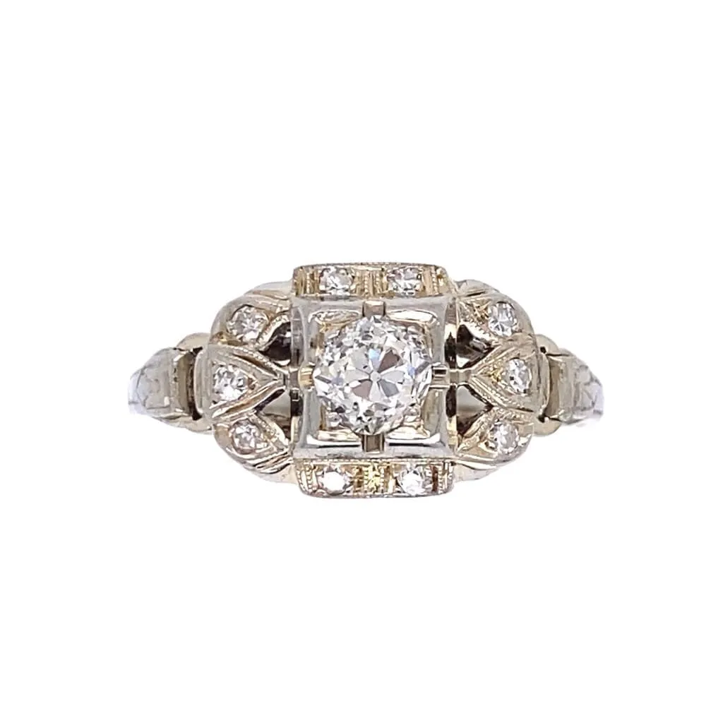 WG Art Deco Old European Diamond Ring at Regard Jewelry in Austin, Texas