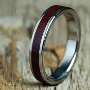 Womens wood wedding band with purpleheart